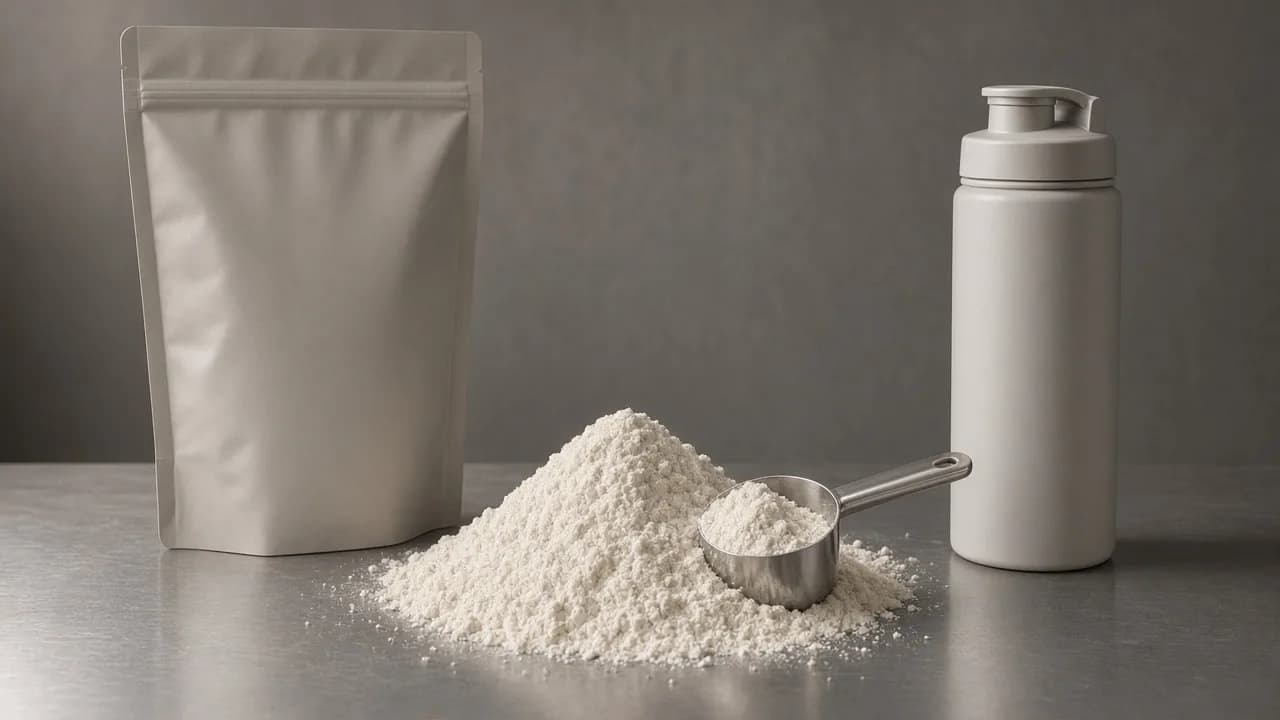 Large pouch, carbohydrate powder, scoop and endurance bottle