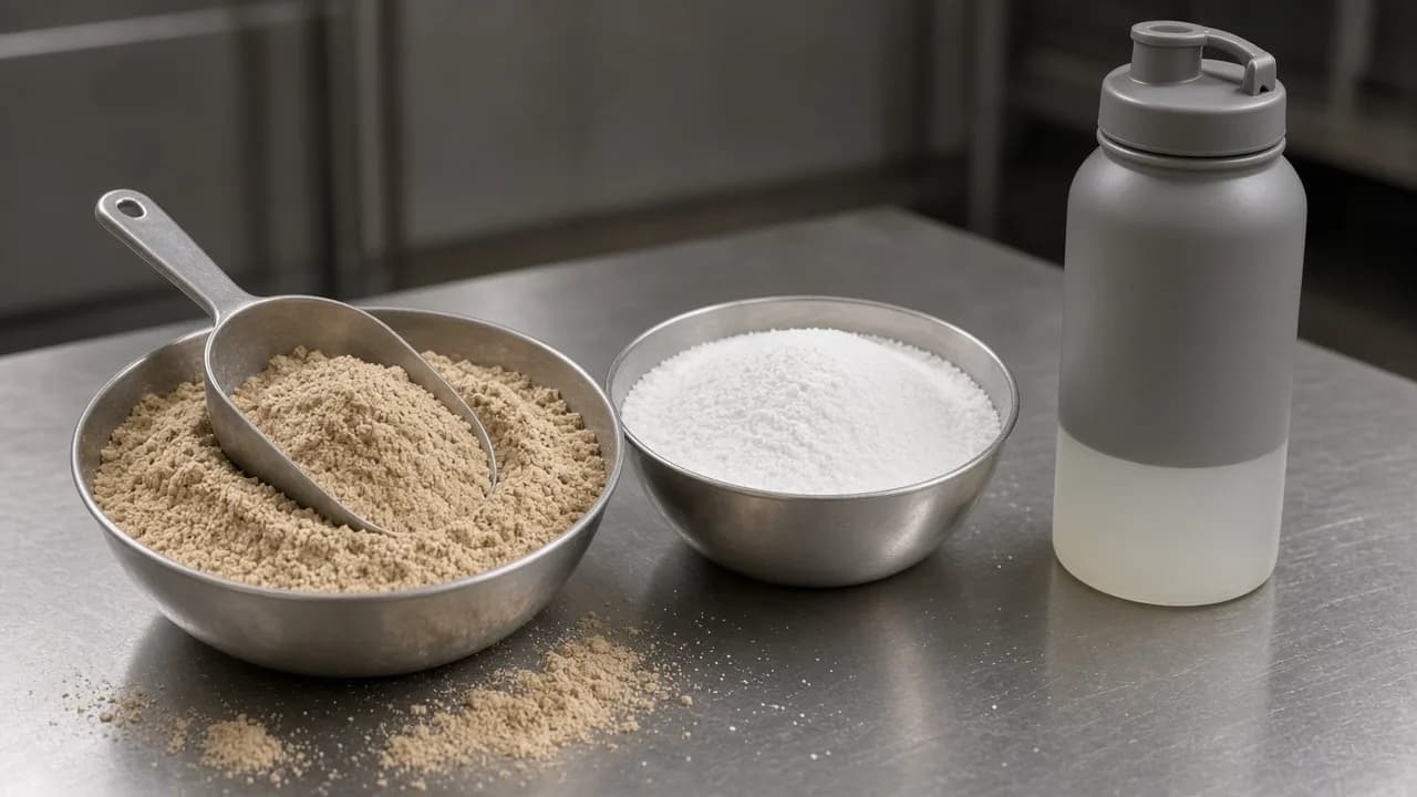 Carbohydrate powder, electrolyte powder and an endurance bottle