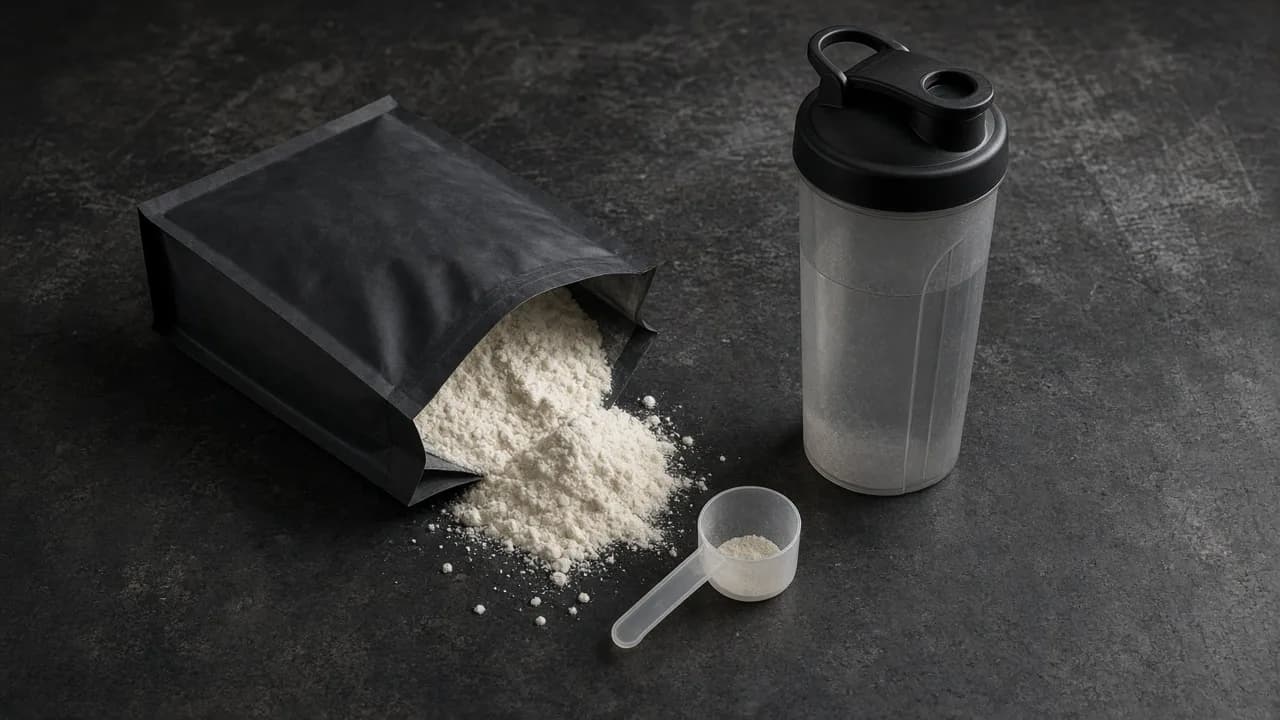Intra-workout pouch, pale powder and a bottle