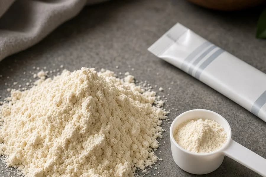 Crop of two protein powders prepared for a blend