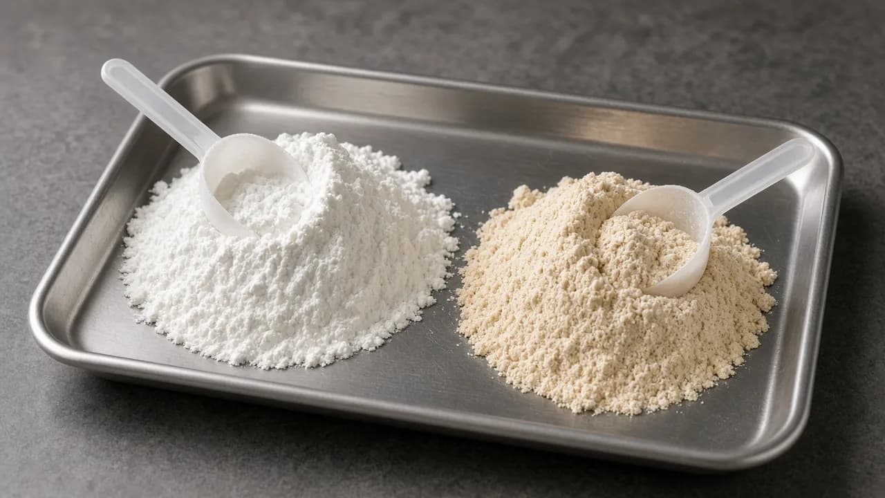 Two measured carbohydrate powders with separate scoops