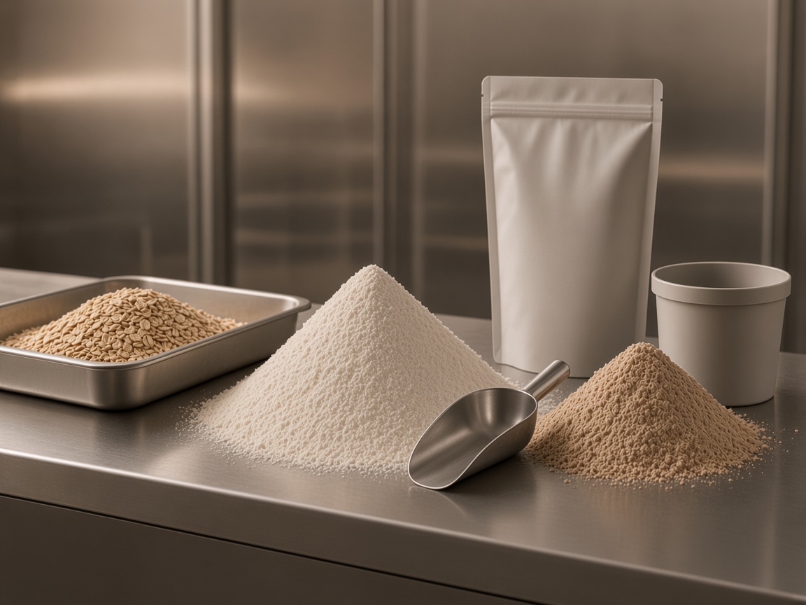 Fine rice powder and a warm bowl preparation setup