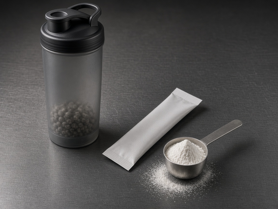 Sports bottle, scoop and stick for performance hydration