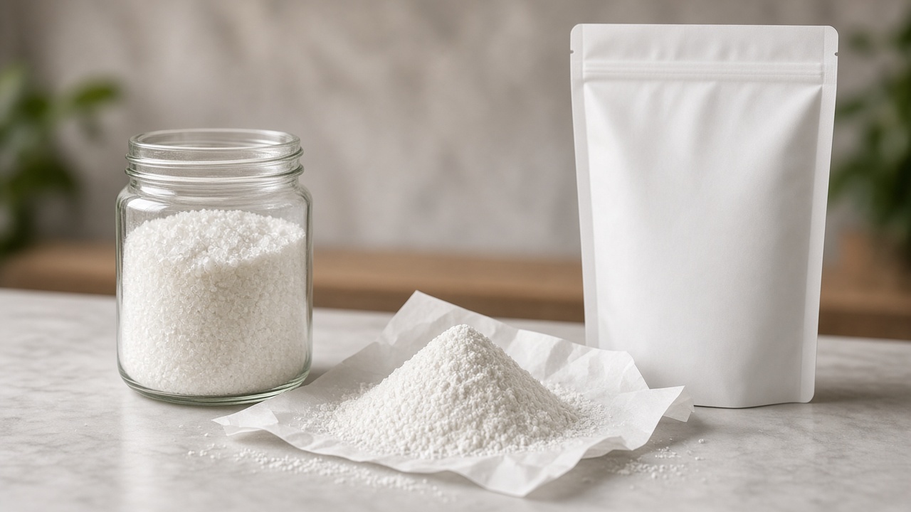 Creatine jar, electrolyte powder and a plain pouch